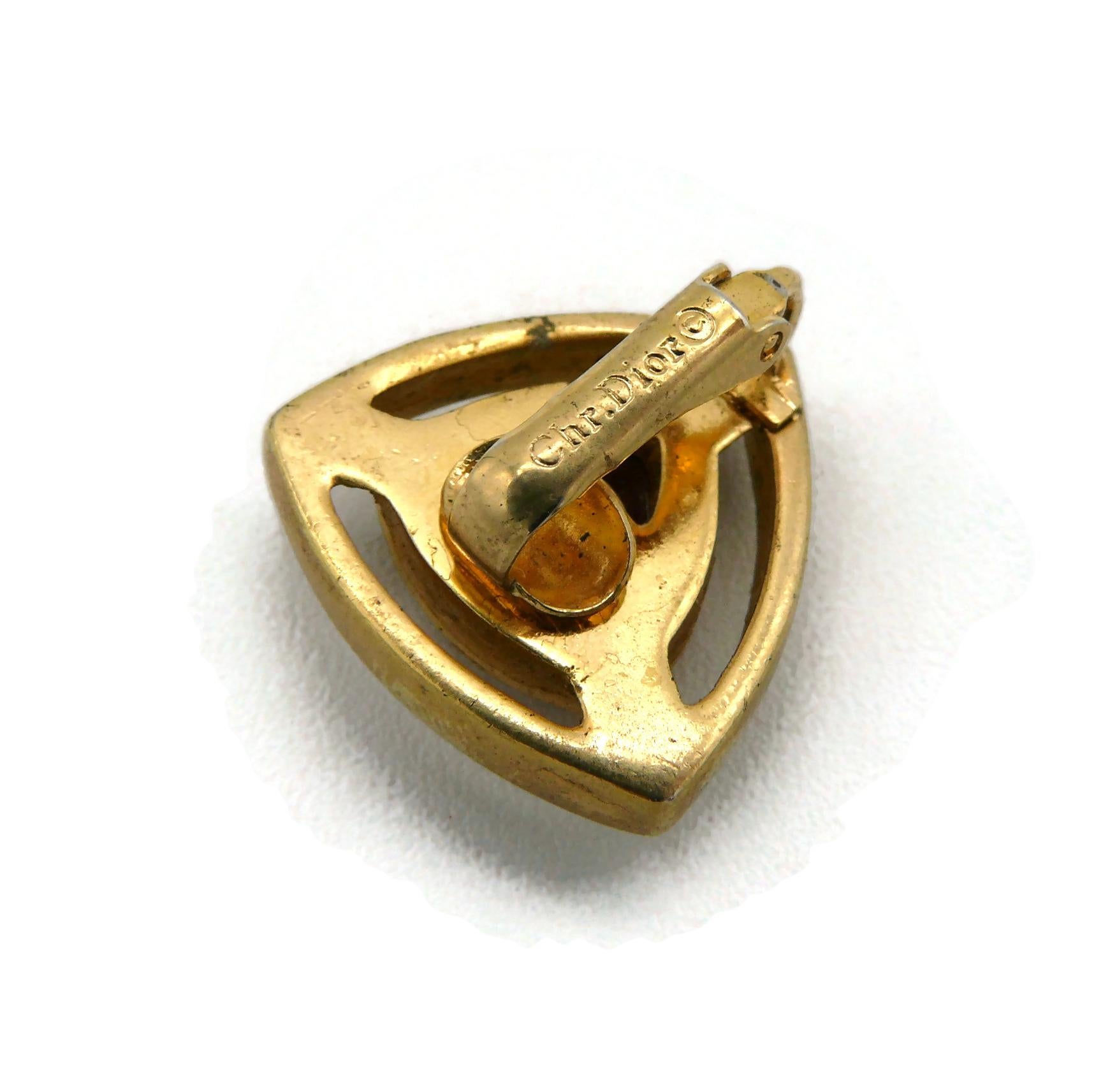 Christian Dior Vintage Red Glass Cabochon Clip-On Earrings For Sale 6