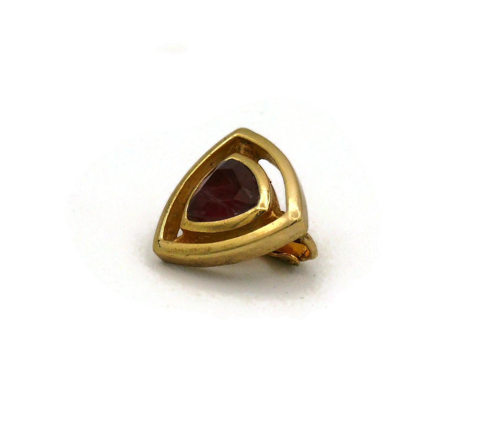 Christian Dior Vintage Red Glass Cabochon Clip-On Earrings For Sale 8
