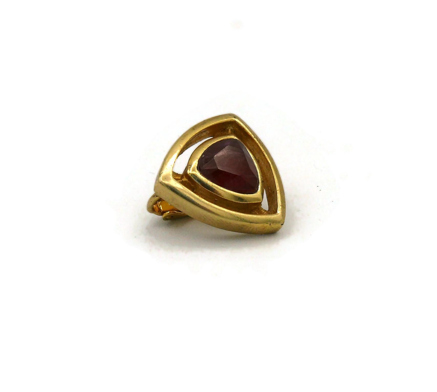 Christian Dior Vintage Red Glass Cabochon Clip-On Earrings For Sale 9