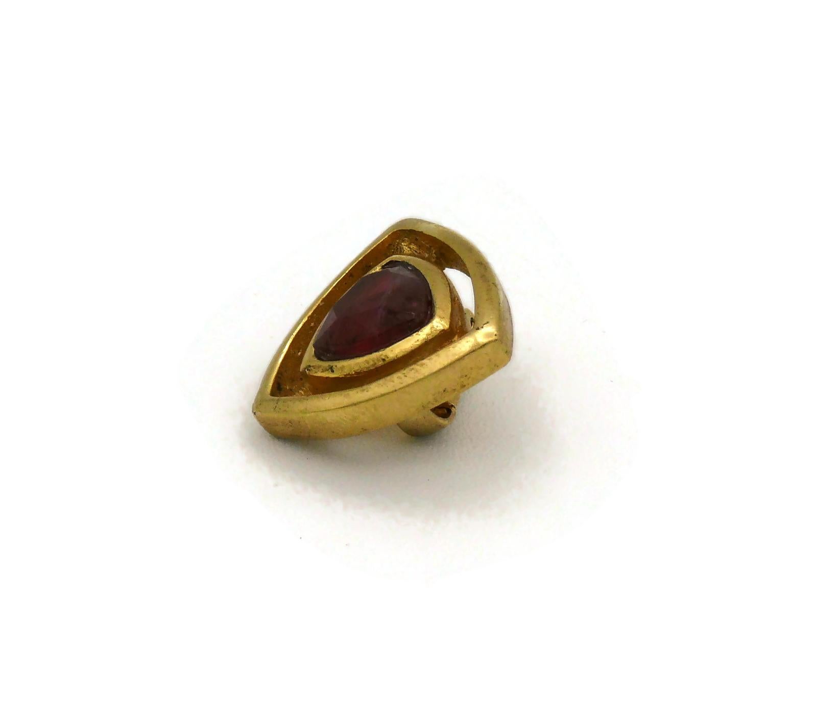 Christian Dior Vintage Red Glass Cabochon Clip-On Earrings For Sale 10
