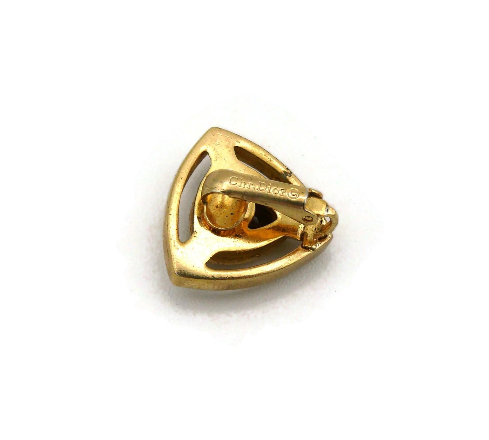 Christian Dior Vintage Red Glass Cabochon Clip-On Earrings For Sale 2