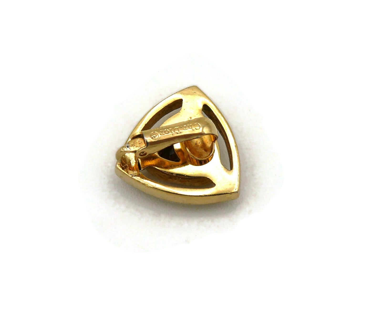 Christian Dior Vintage Red Glass Cabochon Clip-On Earrings For Sale 3