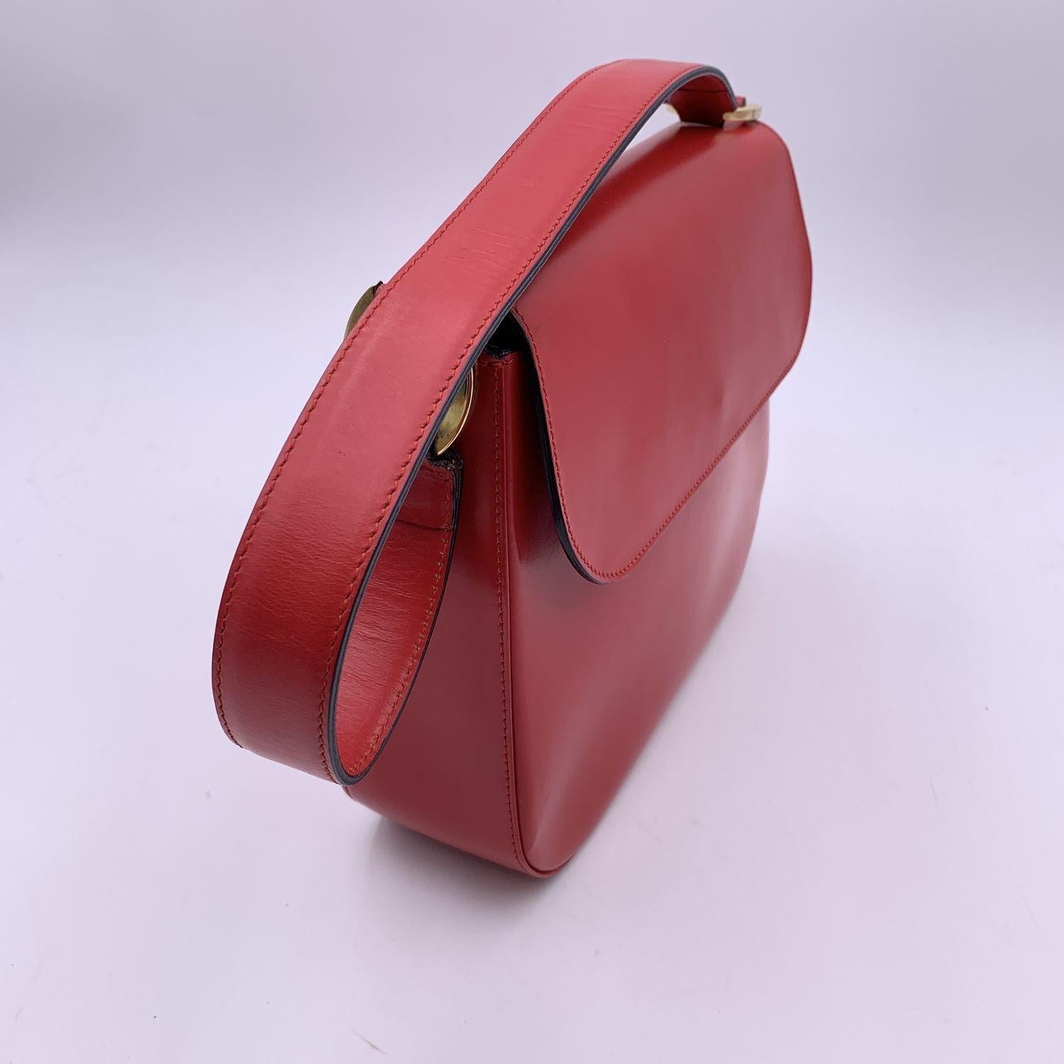 Christian Dior Vintage Red Leather Flap Box Shoulder Bag In Excellent Condition In Rome, Rome