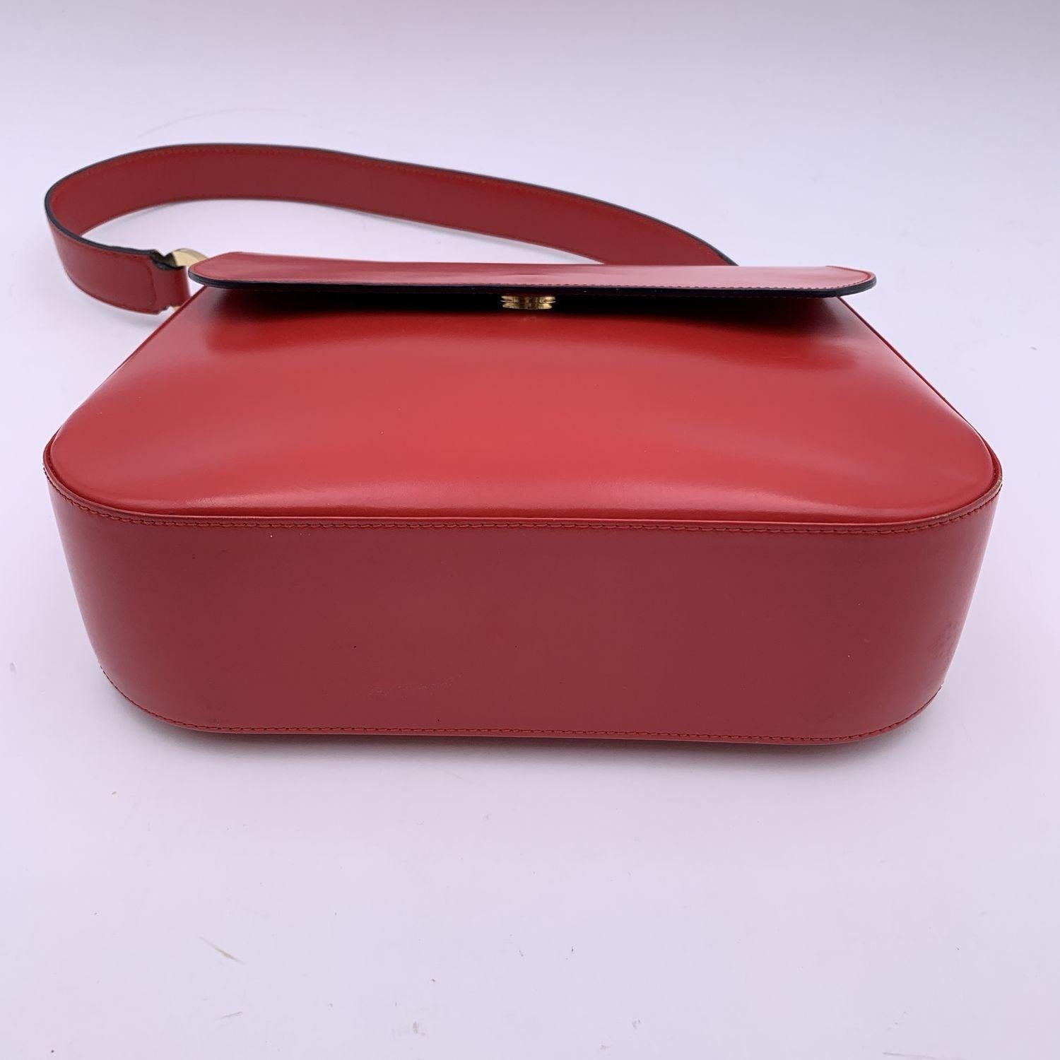 Women's Christian Dior Vintage Red Leather Flap Box Shoulder Bag