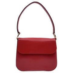 Christian Dior Vintage Red Leather Flap Box Shoulder Bag