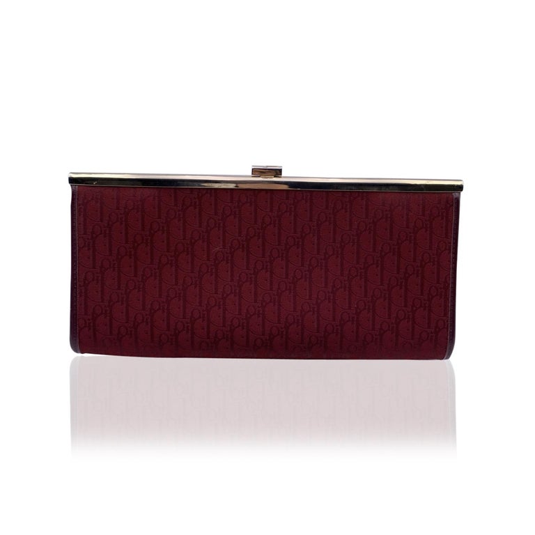 Christian Dior Vintage Red Logo Canvas Clutch Bag Purse Handbag For