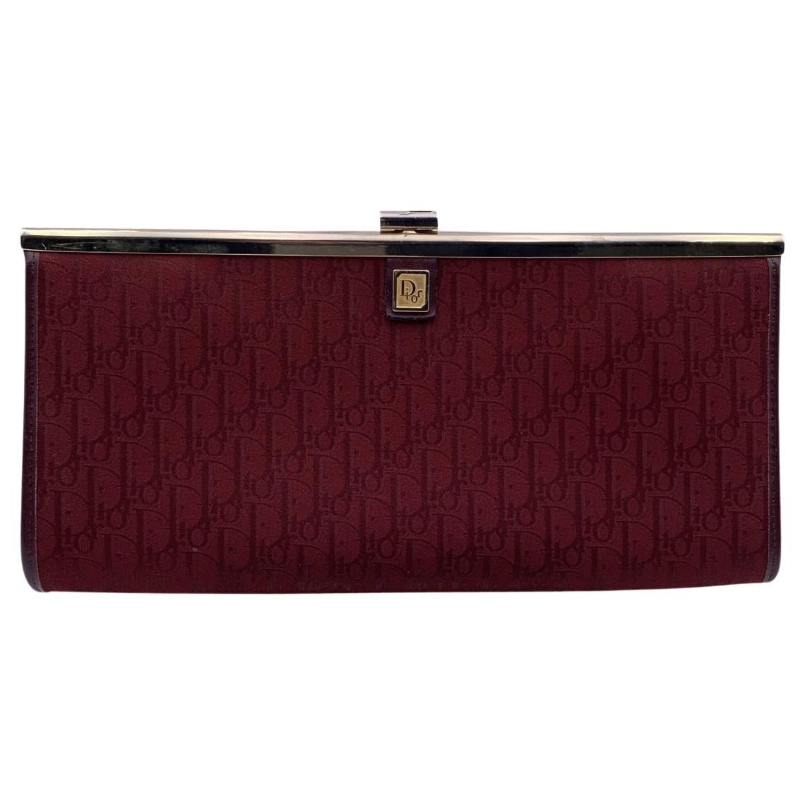 Christian Dior Vintage Red Logo Canvas Clutch Bag Purse Handbag