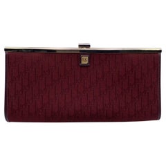 Christian Dior Vintage Red Logo Canvas Clutch Bag Purse Handbag