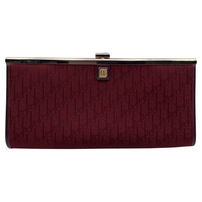 Christian Dior Vintage Red Logo Canvas Clutch Bag Purse Handbag For