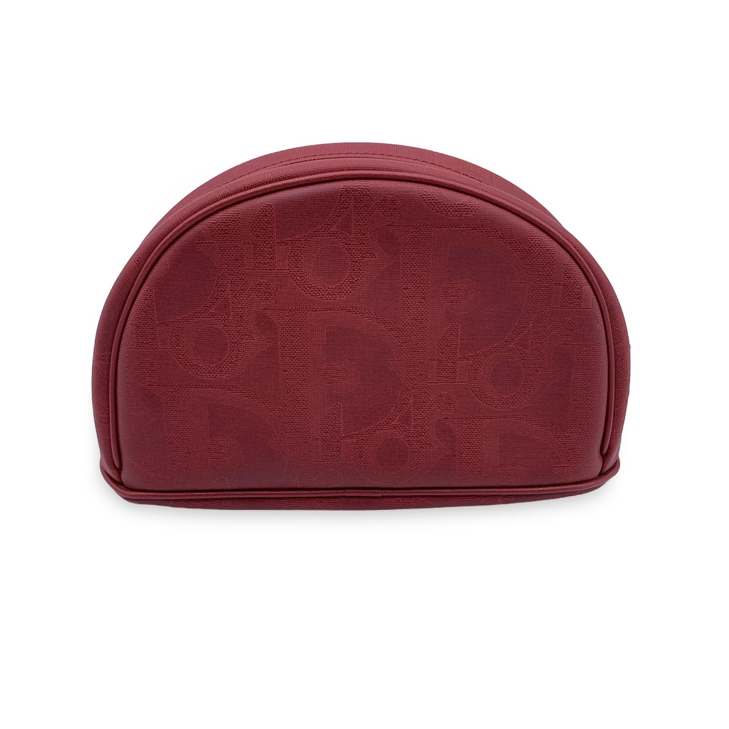 Christian Dior Vintage Red Logo Canvas Cosmetic Bag Clutch Purse In Excellent Condition In Rome, Rome