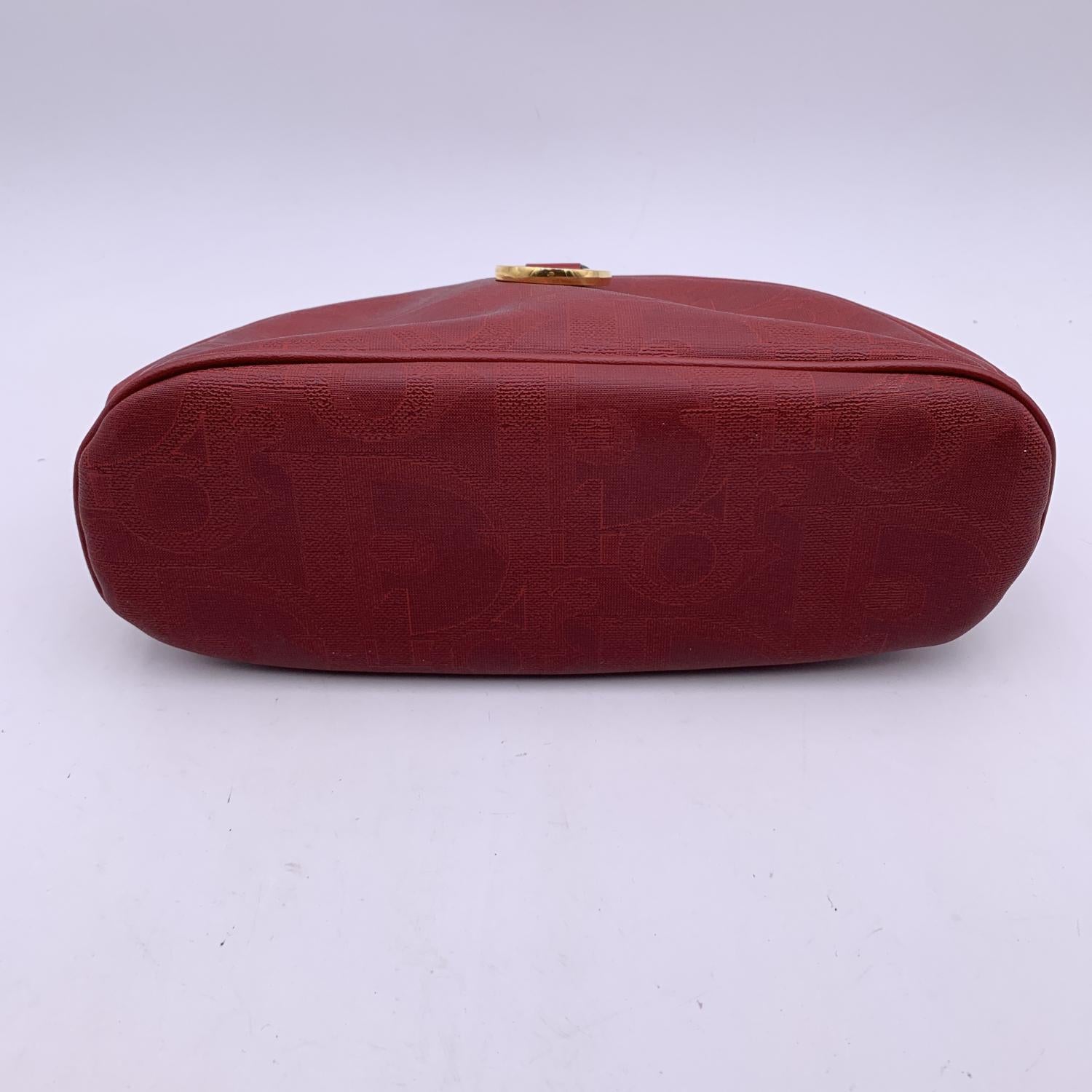 Christian Dior Vintage Red Logo Canvas Cosmetic Bag Clutch Purse 1