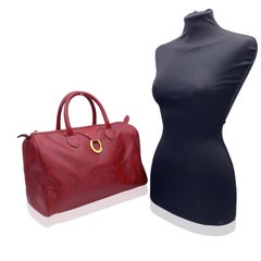 Christian Dior Vintage Red Monogram Duffle Duffel Boston Bag