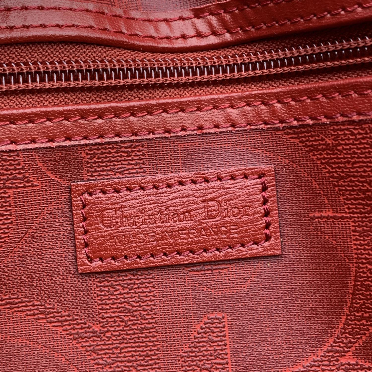 Christian Dior Vintage Red Monogram Duffle Duffel Boston Bag 1
