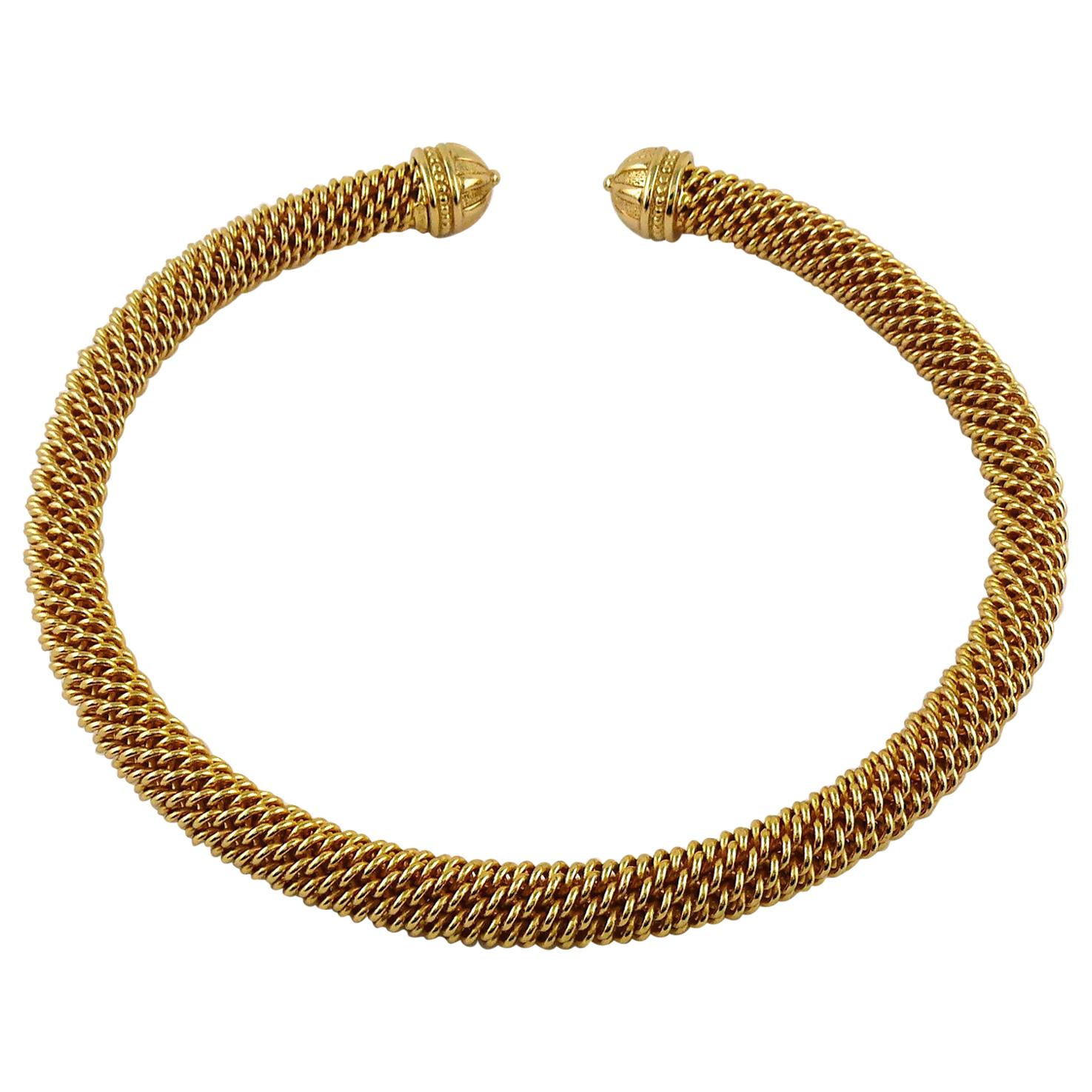 Christian Dior Vintage Rigid Chain Torque Necklace