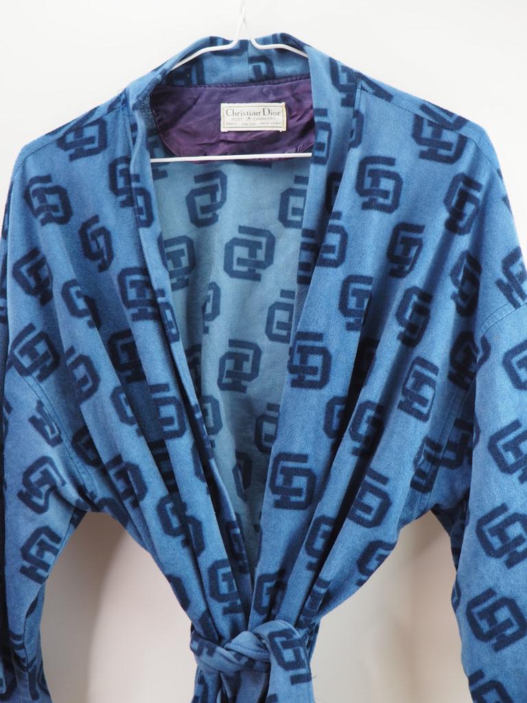 Vintage Dior Robe de Chambre Monogrammed, blue, one size. Condition: Pre-owned, vintage, good features including a belt, different loop holes, two front pockets, and is in general great condition. Monogrammed with the CD initials Dior Intimates &