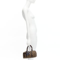 CHRISTIAN DIOR Vintage Romantique Trotter blue flower Boston bag