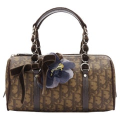 CHRISTIAN DIOR Vintage Romantique Trotter sac Boston bleu à fleurs