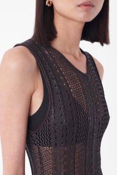 Christian Dior Vintage S/S 2001 Knitted Brown Metallic Midi Dress