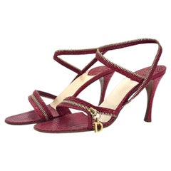 Christian Dior Vintage S/S2001 Galliano Zipper Snakeskin Logo Charm Sandals 36