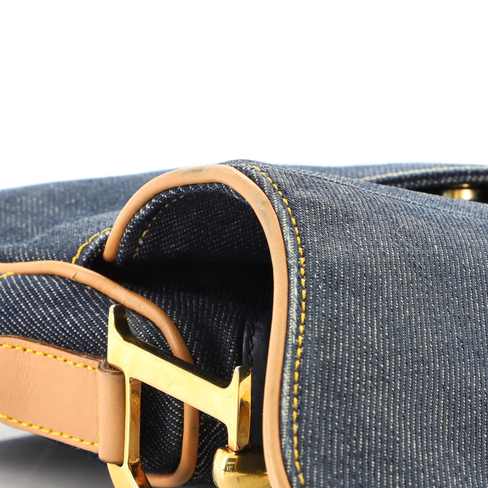 Christian Dior Vintage Saddle Bag Denim Medium 5