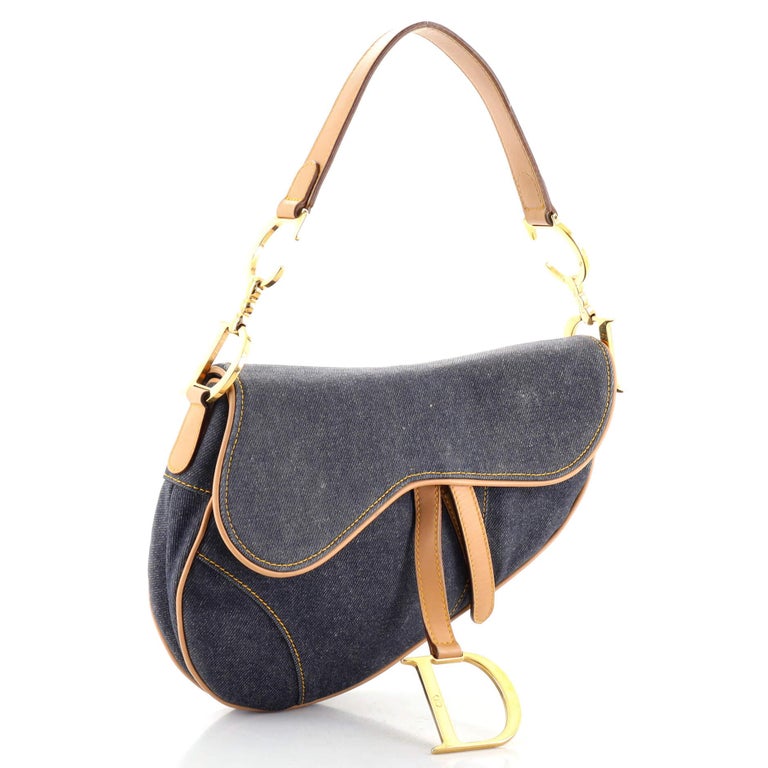 Christian Dior Vintage Saddle Bag Denim Medium at 1stDibs
