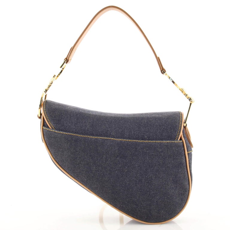 Christian Dior Vintage Saddle Bag Denim Medium at 1stDibs