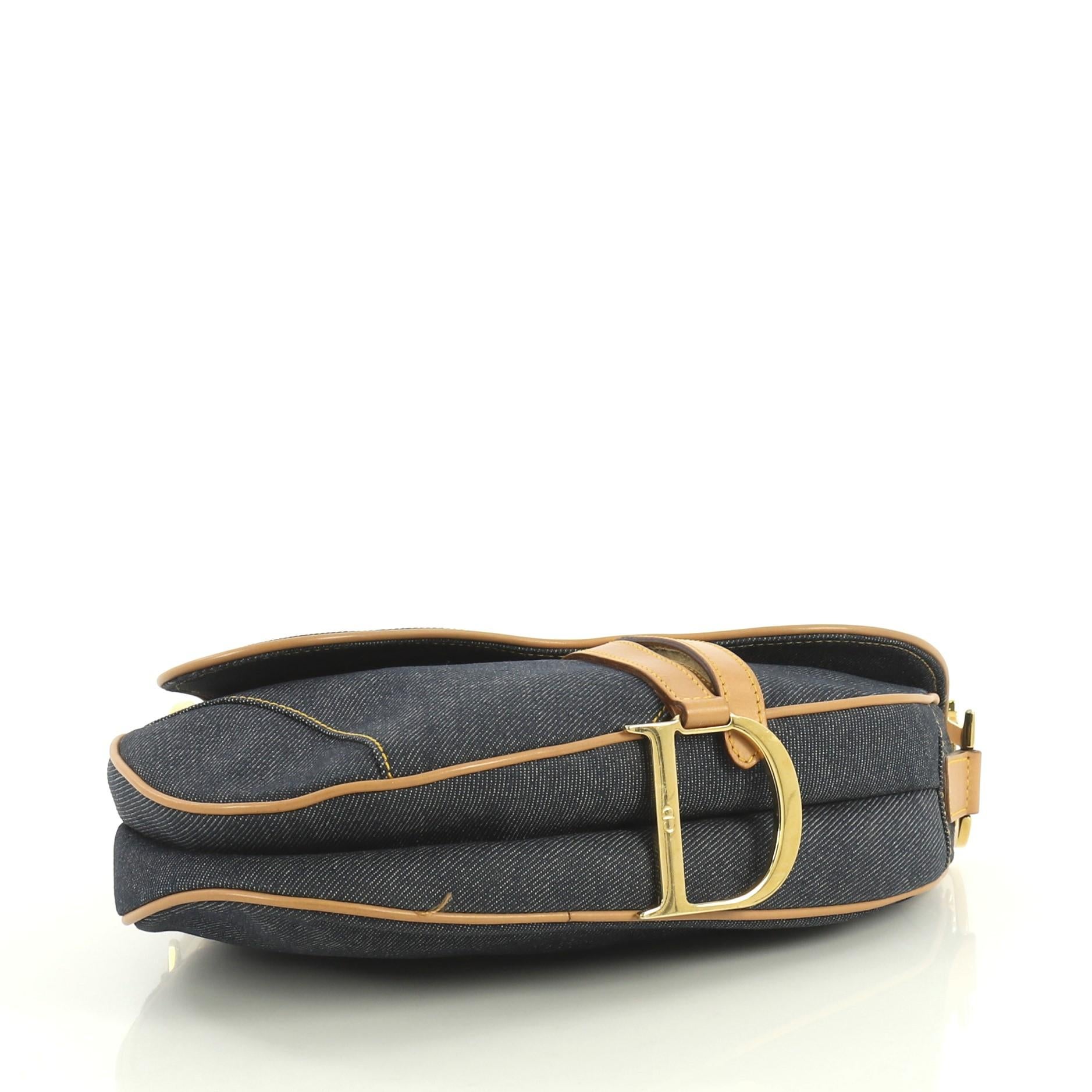 Christian Dior Vintage Saddle Bag Denim Medium In Good Condition In NY, NY