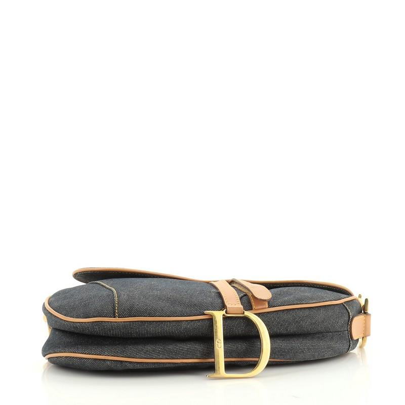 Christian Dior Vintage Saddle Bag Denim Medium In Good Condition In NY, NY