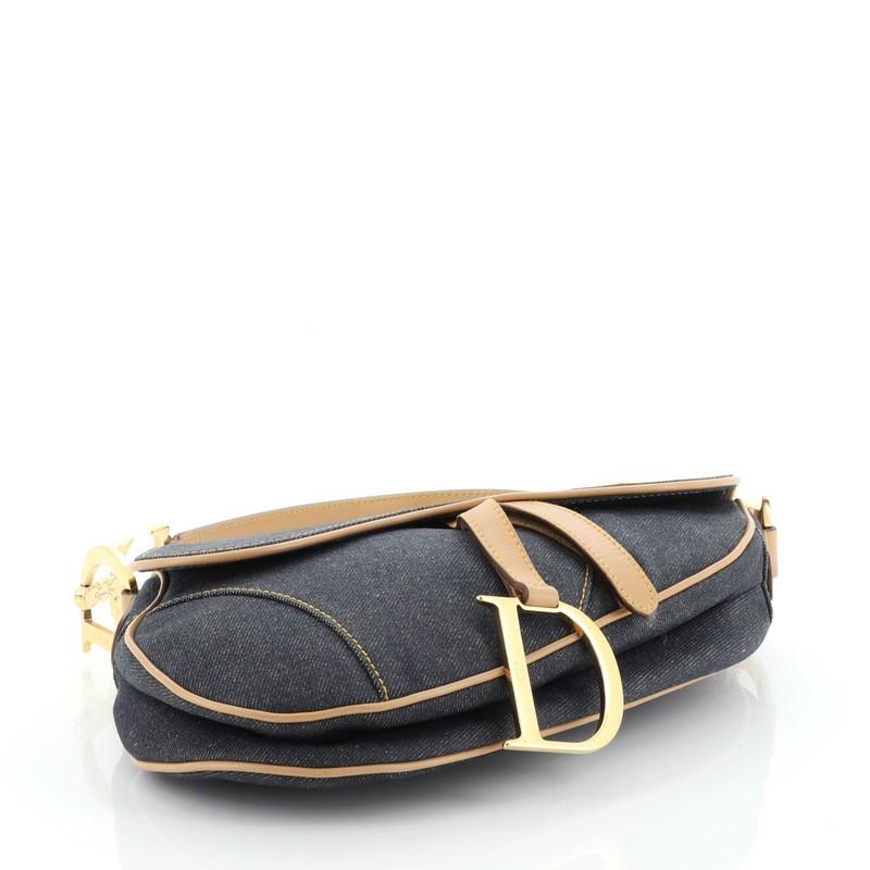 Black Christian Dior Vintage Saddle Bag Denim Medium 