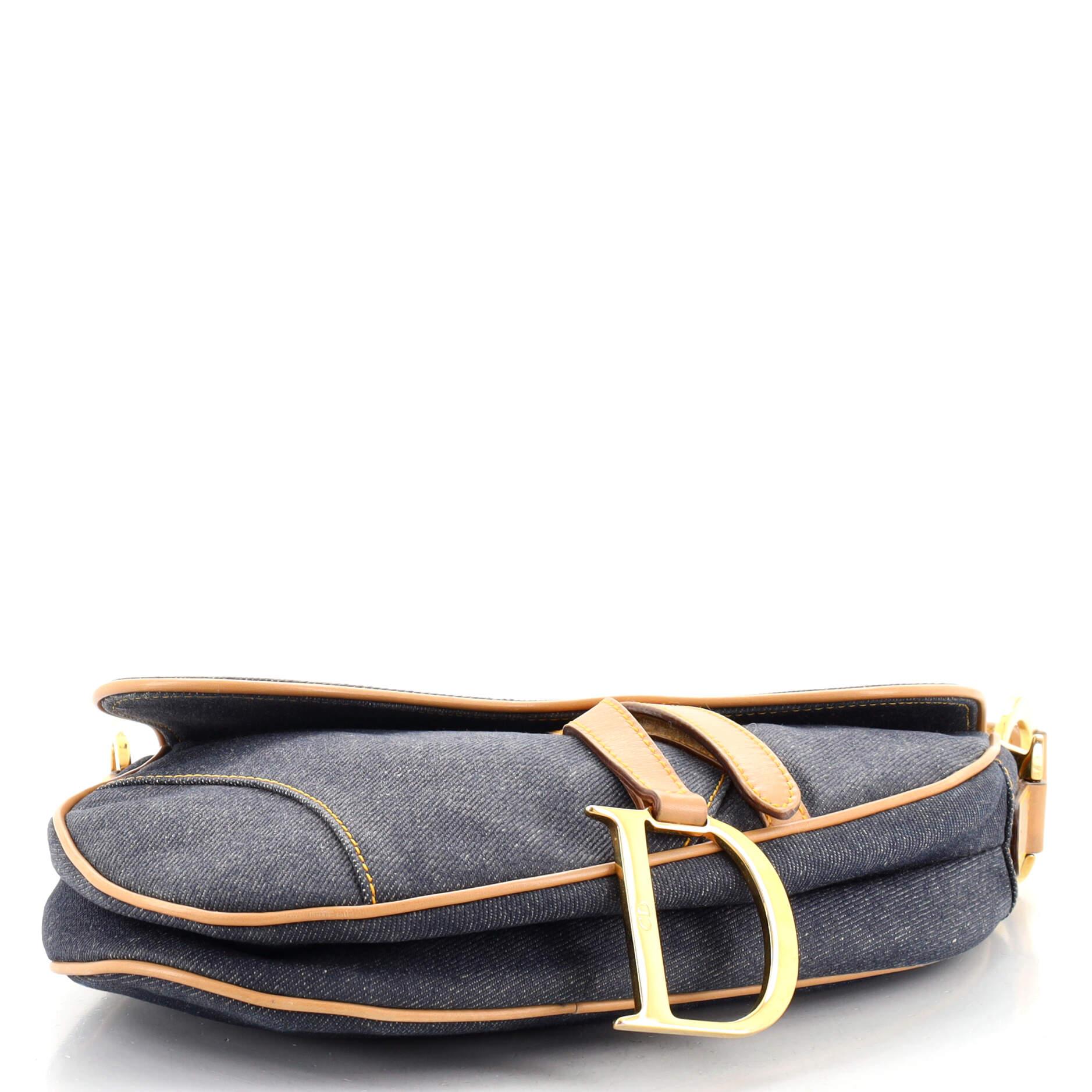 Black Christian Dior Vintage Saddle Bag Denim Medium