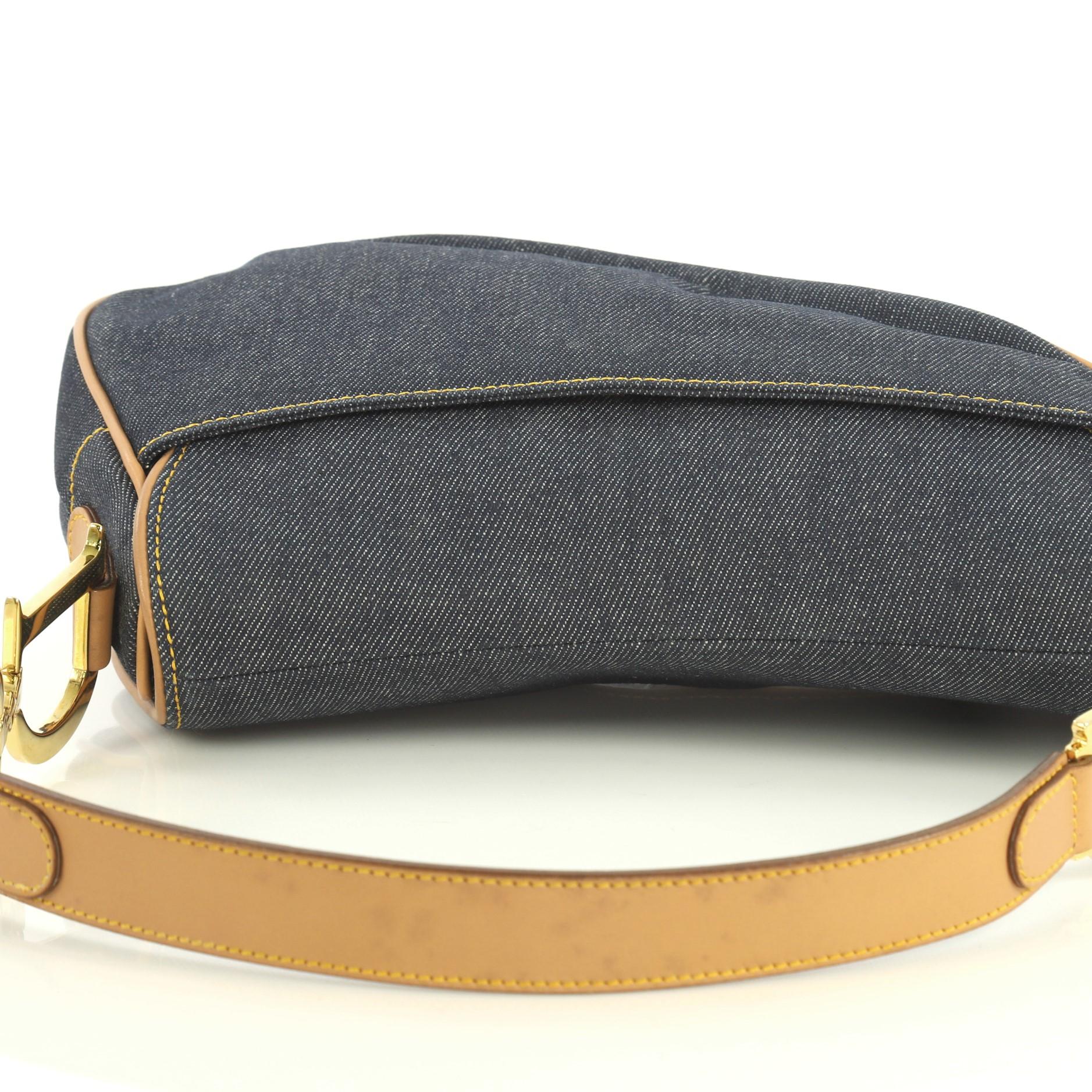 Christian Dior Vintage Saddle Bag Denim Medium 1