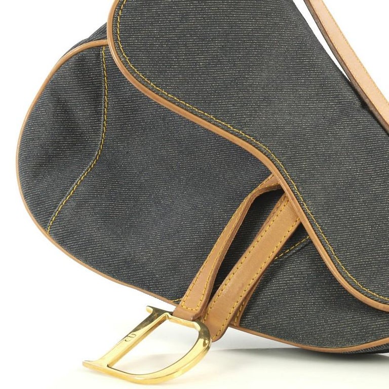 Christian Dior Vintage Saddle Bag Denim Medium at 1stDibs