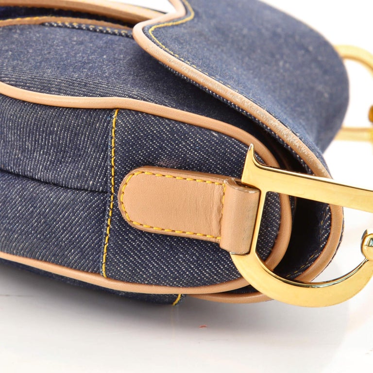 Christian Dior Vintage Saddle Bag Denim Medium at 1stDibs