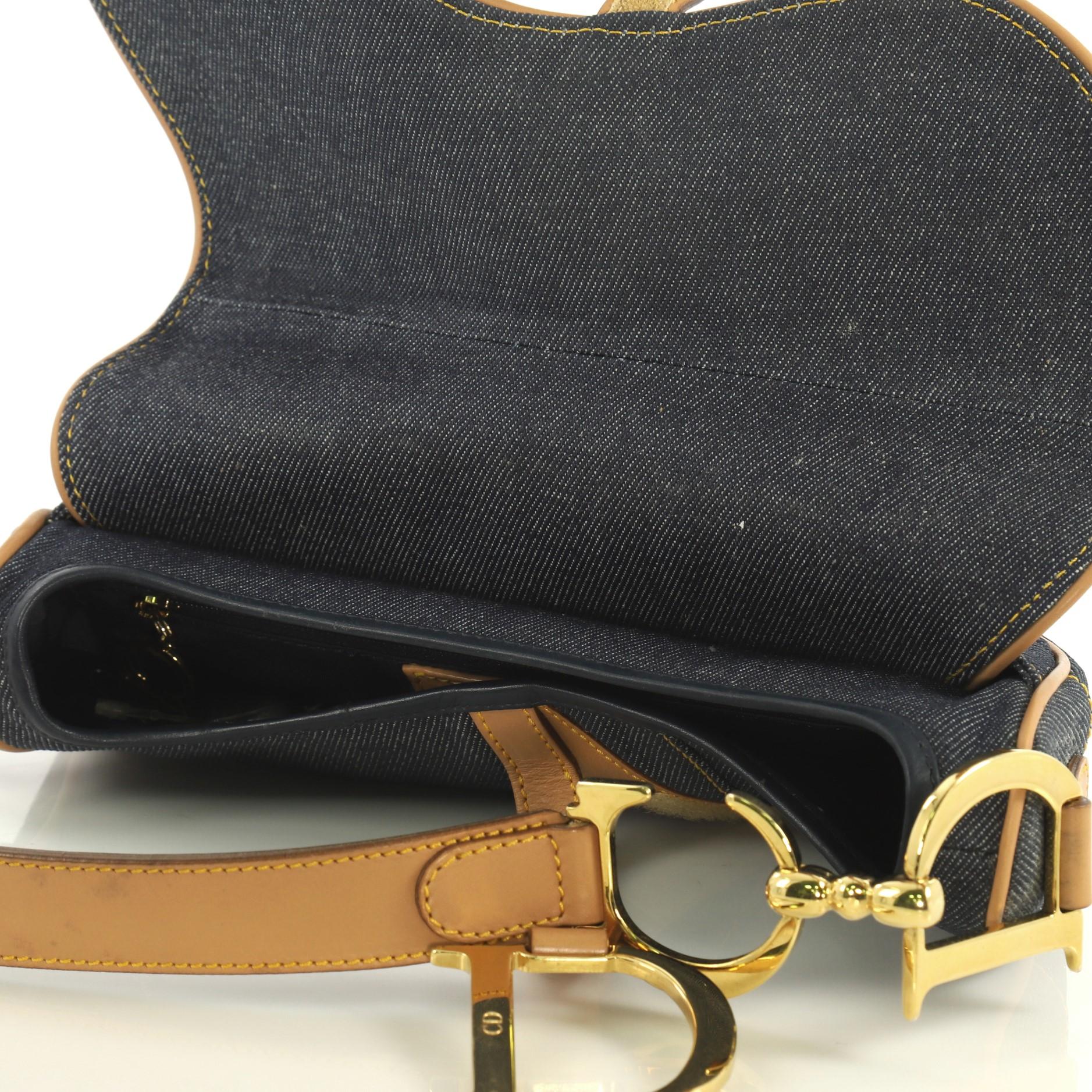Christian Dior Vintage Saddle Bag Denim Medium 2