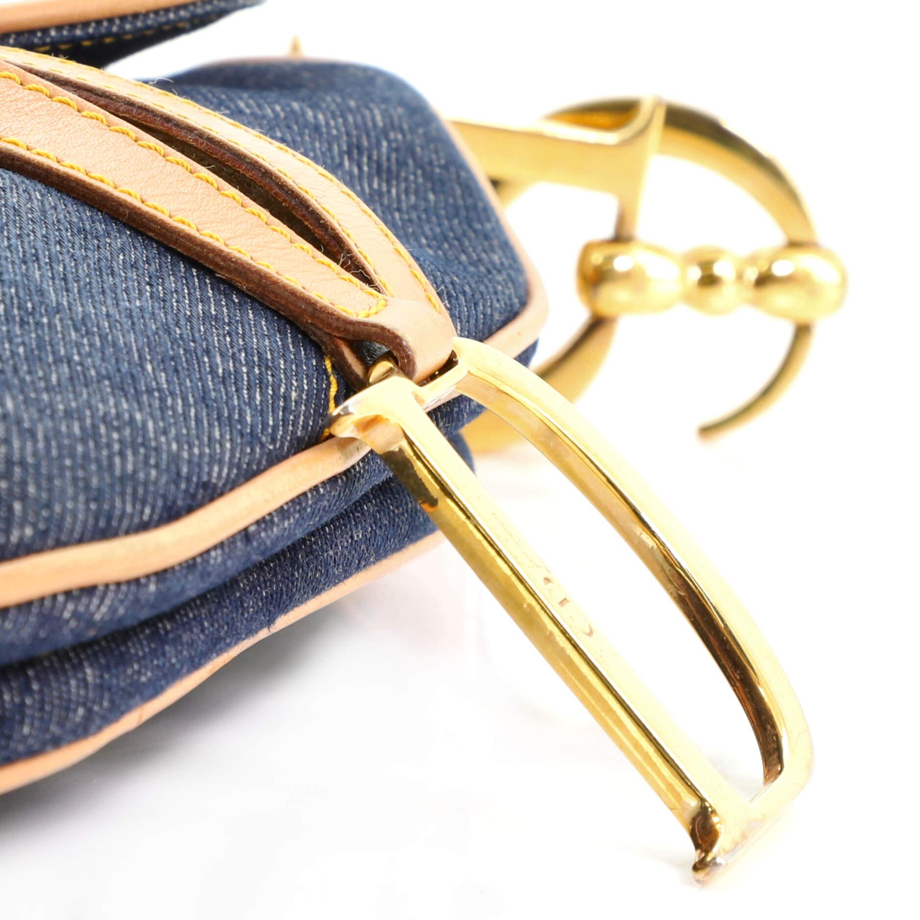 Christian Dior Vintage Saddle Bag Denim Medium 2