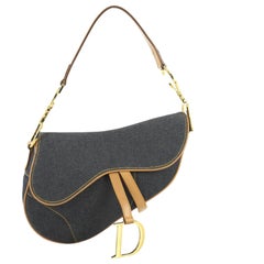 Christian Dior Vintage Saddle Bag Denim Medium 