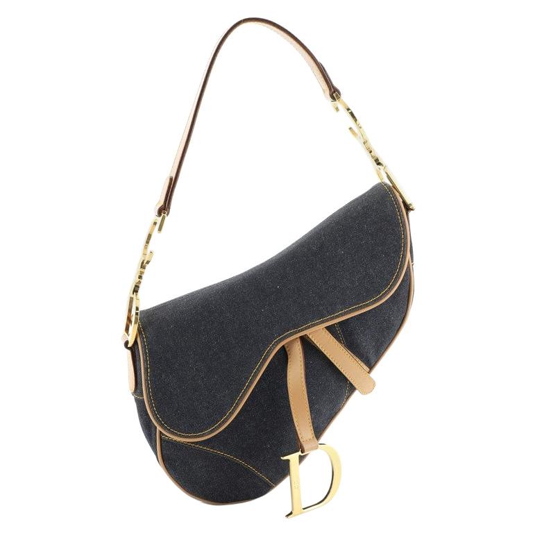 Christian Dior Vintage Saddle Bag Denim Medium at 1stDibs