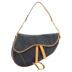 Christian Dior Vintage Saddle Bag Denim Medium