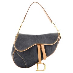 Christian Dior Vintage Saddle Bag Denim Medium