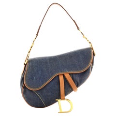 Christian Dior Vintage Saddle Bag Denim Medium