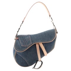 Christian Dior Vintage Saddle Bag Denim Medium