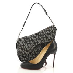 Christian Dior Vintage Saddle Bag Diorissimo Canvas Medium