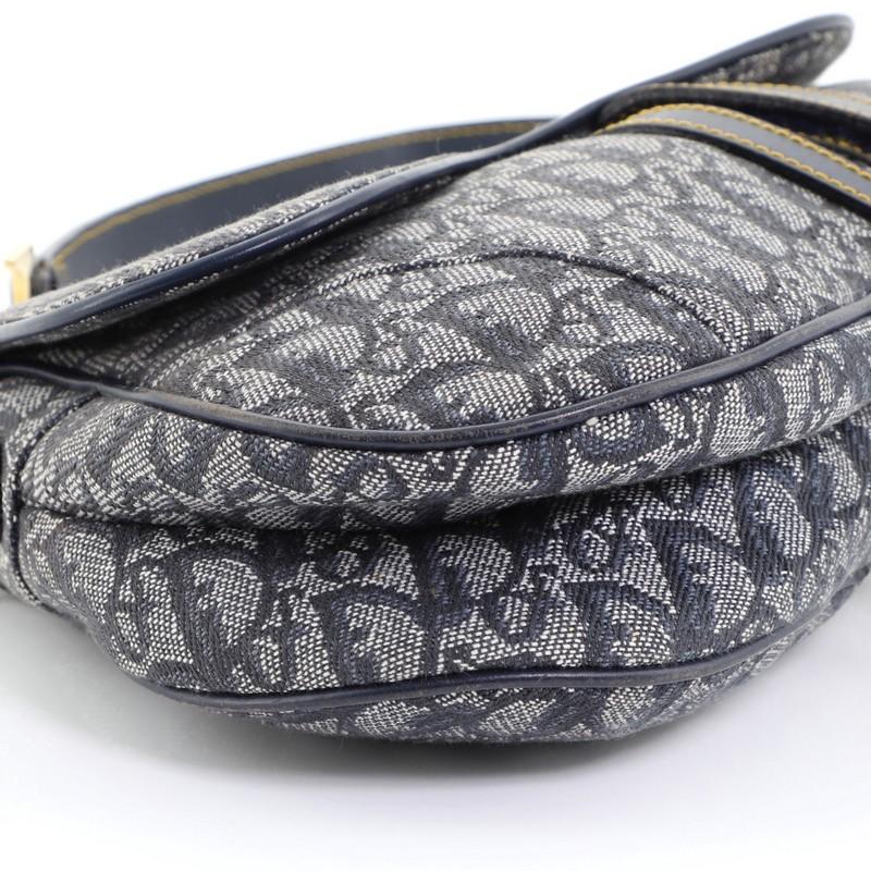Gray Christian Dior Vintage Saddle Bag Diorissimo Canvas Medium
