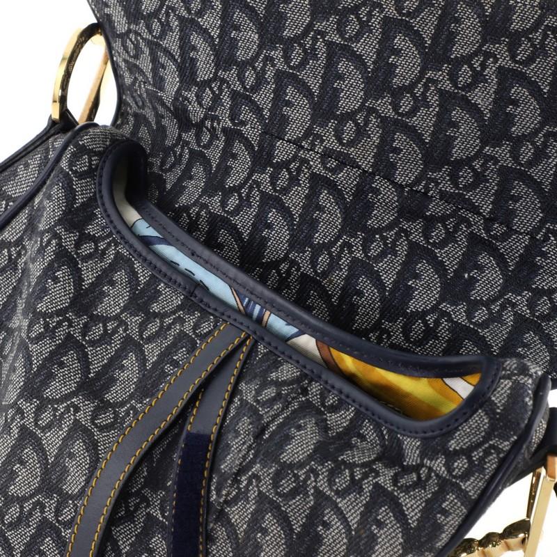 Christian Dior Vintage Saddle Bag Diorissimo Canvas Medium In Fair Condition In NY, NY