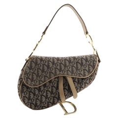 Christian Dior Vintage Saddle Bag Diorissimo Canvas Medium