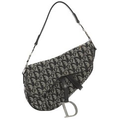 Christian Dior Vintage Saddle Bag Diorissimo Canvas Medium