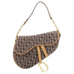 Christian Dior Vintage Saddle Bag Diorissimo Canvas Medium