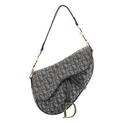 Christian Dior Vintage Saddle Bag Diorissimo Canvas Medium