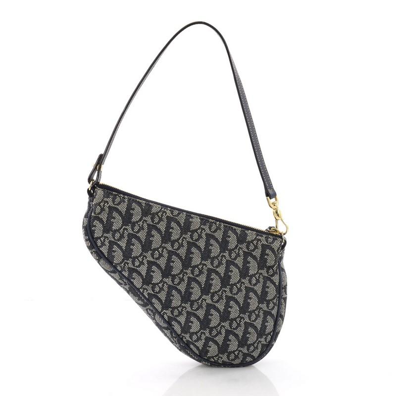 Christian Dior Vintage Saddle Bag Diorissimo Canvas Mini In Good Condition In NY, NY