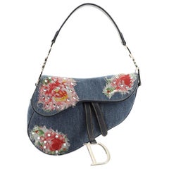 Christian Dior - Sac à main vintage en jean embelli, taille moyenne